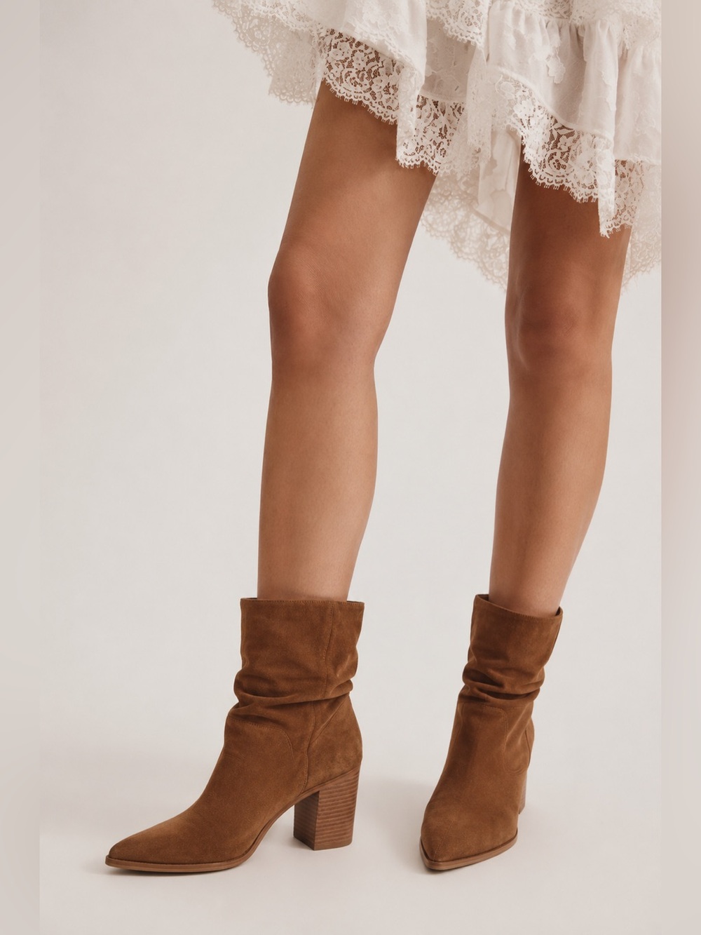 Schutz Ashlee Block Suede Booties Bear Revolve 6.5